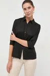 Košeľa Guess CATE dámska, čierna farba, slim, s klasickým golierom, W2YH41 WAF10