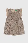 Dievčenské šaty United Colors of Benetton béžová farba, mini, áčkový strih