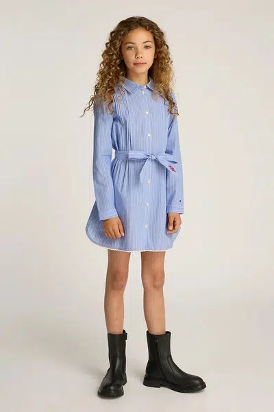 Dievčenské bavlnené šaty Tommy Hilfiger mini, rovný strih, KG0KG08335