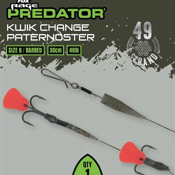 Fox rage predator návazec kwik change paternoster trace 30 cm - velikost 8