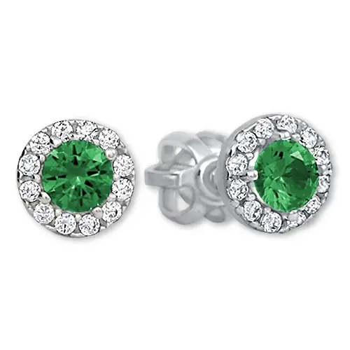 Soliter Zlaté kulaté náušnice se zeleným krystalem 239 001 00806 07