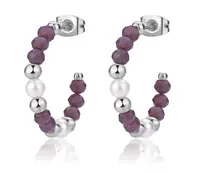 S'Agapõ Ocelové kruhové náušnice s korálky Glint SGI21