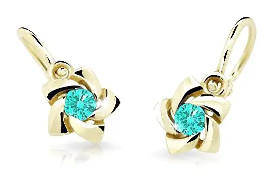 Cutie Jewellery Zlaté dětské náušnice C2201-10-X-1 světle zelená