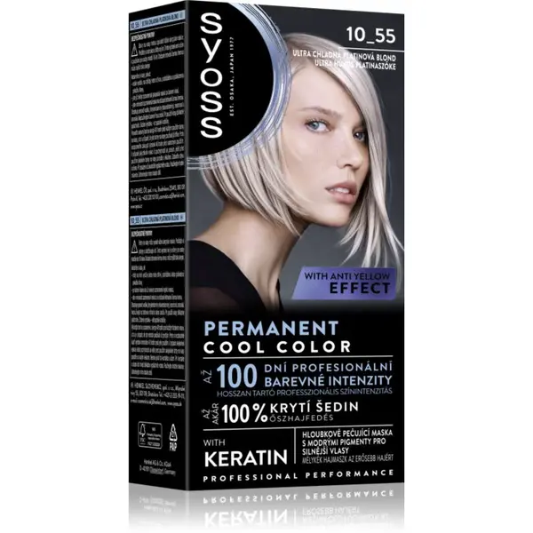 Syoss Permanent Cool Color permanentní barva na vlasy s chladným podtónem odstín 10_55 Ultra platinová blond 1 ks