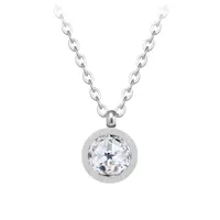 Preciosa Minimalistický ocelový náhrdelník Essential s kubickou zirkonií 7433 00