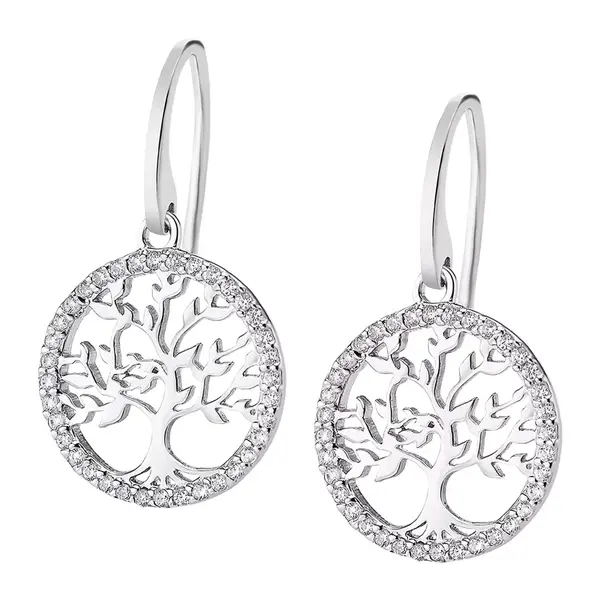Lotus Silver Stříbrné náušnice pro ženy s čirými zirkony Strom života LP1746-4/1