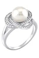 Silvego Stříbrný prsten Laguna s pravou přírodní bílou perlou LPS0044W 63 mm