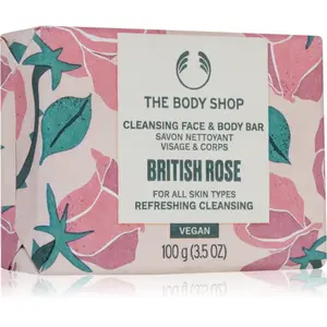 The Body Shop British Rose Cleansing Bar tuhé mydlo na telo a tvár 100 g