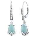 Silvego Stříbrné náušnice Clarissa s pravým Larimarem a Brilliance Zirconia JJJ1267ELR