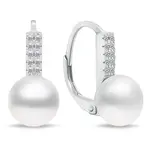Brilio Silver Půvabné stříbrné náušnice s perlou a zirkony EA94