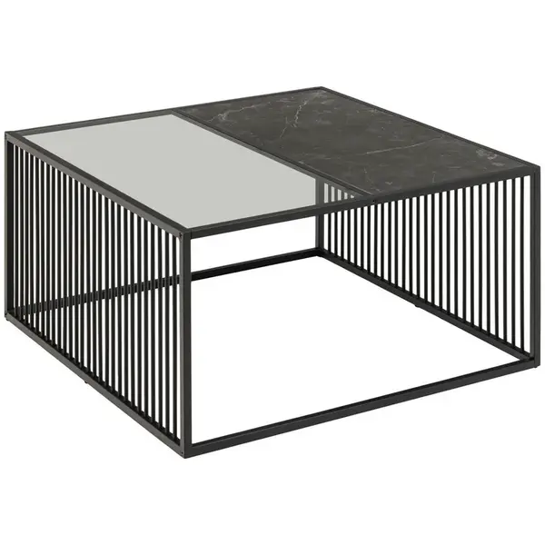 MID.YOU KONFERENČNÍ STOLEK, černá, sklo, kompozitní dřevo, 80/80/40 cm