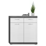 MID.YOU BOTNÍK, tmavě šedá, vysoce lesklá bílá, 90/96/37 cm