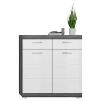 MID.YOU BOTNÍK, tmavě šedá, vysoce lesklá bílá, 90/96/37 cm