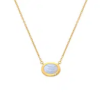 Hot Diamonds Elegantní pozlacený náhrdelník s achátem a diamantem Gemstones DN202