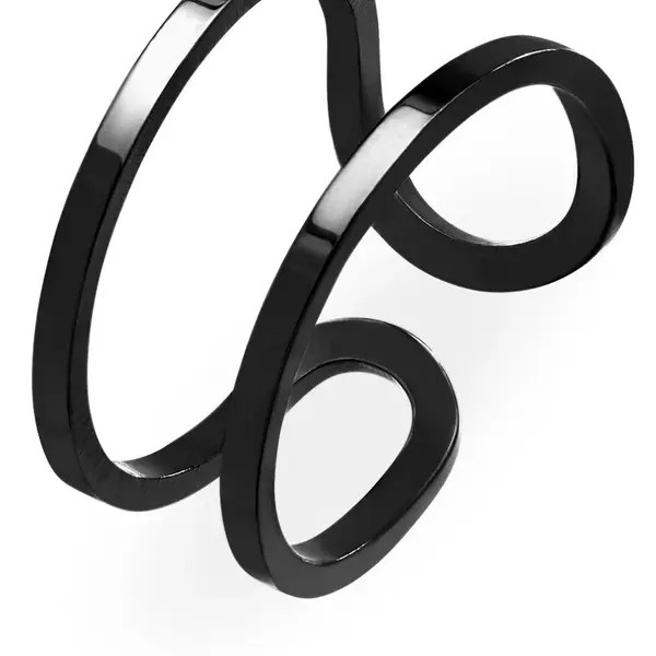 Troli Originální černý otevřený prsten z oceli