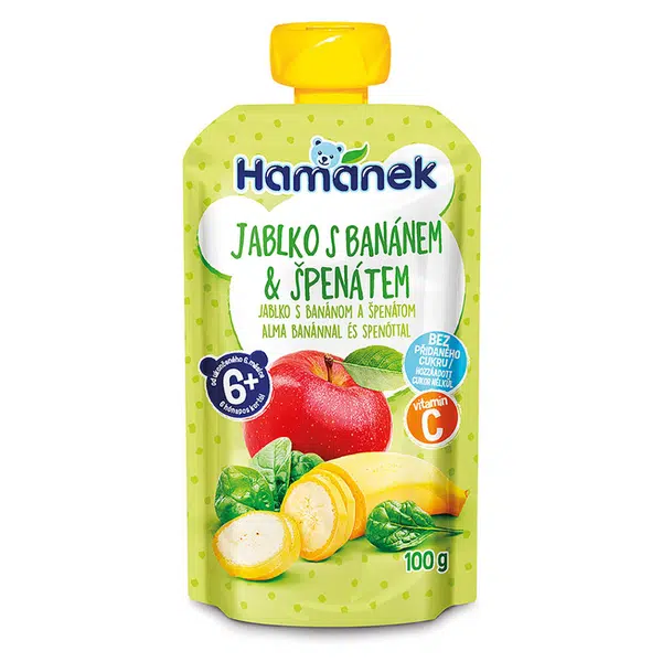 HAMÁNEK Jablko, banán a špenát 6m+ 100 g