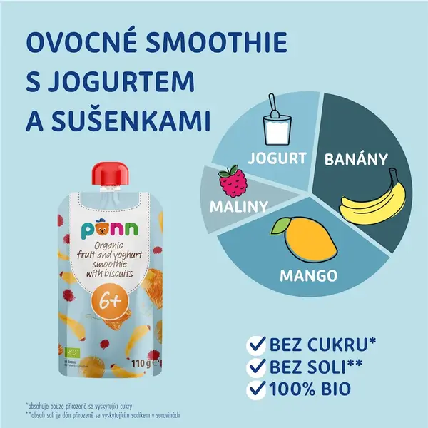 SALVEST Põnn Ovocné smoothie s jogurtem a sušenkami BIO 110 g