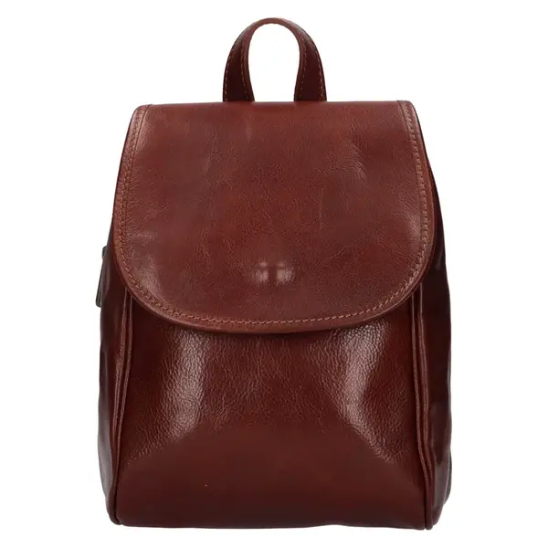 Menší kožený dámsky batoh Italia Melas – hnedý