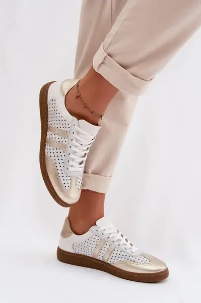 Kožené perforované dámske tenisky Zazoo