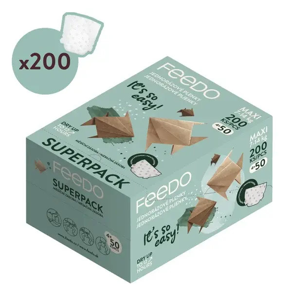 FEEDO Plenky jednorázové Maxi (od 7 do 14 kg), 200 ks, měsíční balení