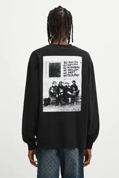 Bavlněné tričko s dlouhým rukávem No Problemo No War