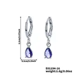 Fashionable Couple Waterdrop Sparkling 925 Sterling Silver Cubic Zirconia Dangle Hoop Earrings for Daily Wear and Parties
