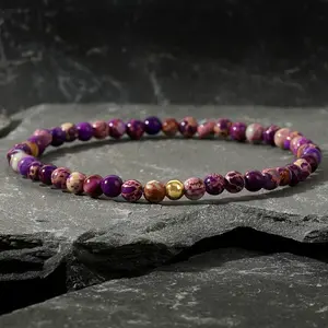 Dyed Natural Imperial Jasper Round Beaded Stretch Bohemian Bracelets