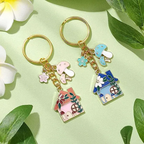 2Pcs Alloy Enamel Keychain