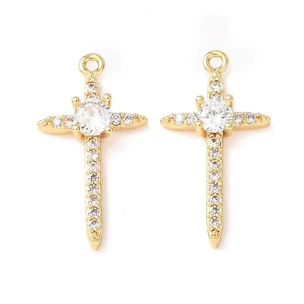 Brass Micro Pave Cubic Zirconia Pendants