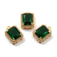 Rack Plating Brass Micro Pave Green Cubic Zirconia Charms
