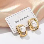 304 Stainless Steel Oval Stud Earrings