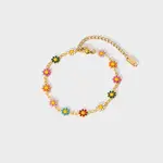 Fashionable 304 Stainless Steel Enamel Daisy Link Bracelet for Women