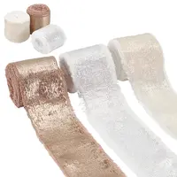 3 Colors Hot Stamping Polyester Frayed Ribbons