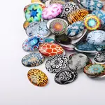 Mosaic Printed Glass Oval Cabochons