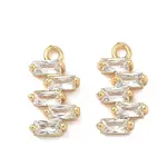 Brass Pave Cubic Zirconia Rectangle Zigzag Charms
