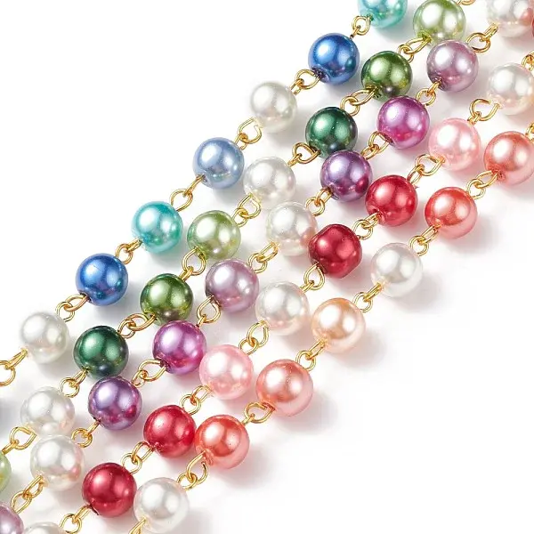 5Pcs 5 Color Handmade Glass Pearl Beaded Chain