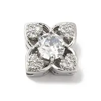 Brass Micro Pave Clear Cubic Zirconia Beads