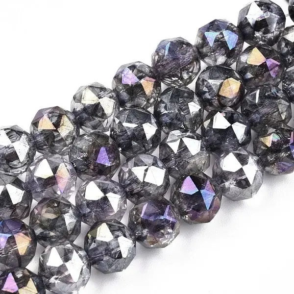 Transparent Electroplate Glass Beads Strands