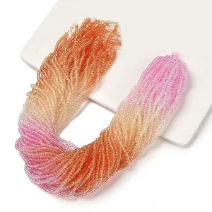 Transparent Painted Glass Beads Strands