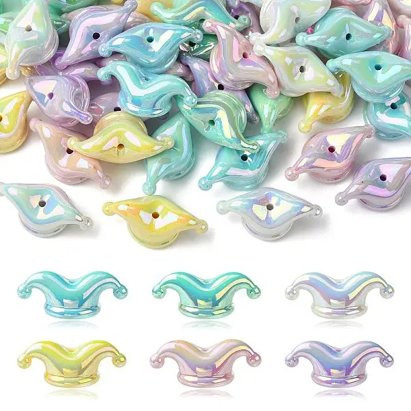 60Pcs 6 Colors UV Plating Opaque Acrylic Beads