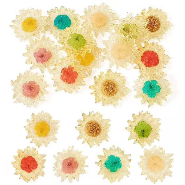 14Pcs 7 Colors Translucent Resin Pendants