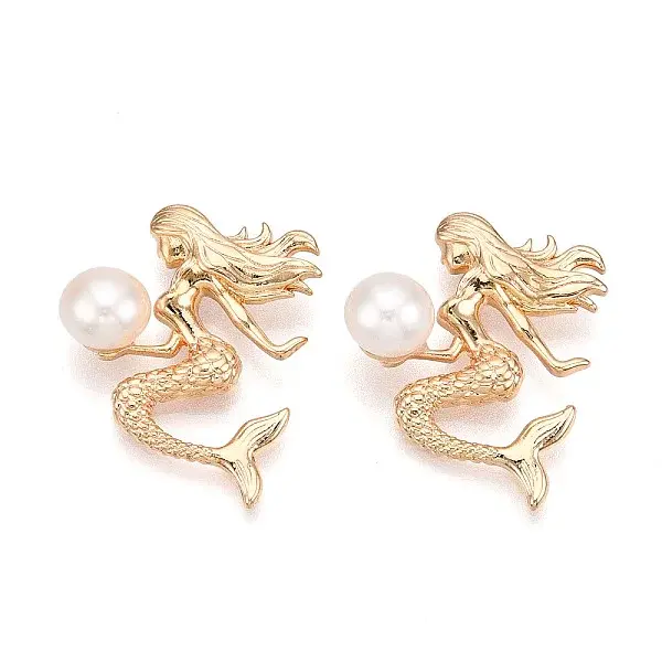 Brass Natural Cultured Freshwater Pearl Pendants