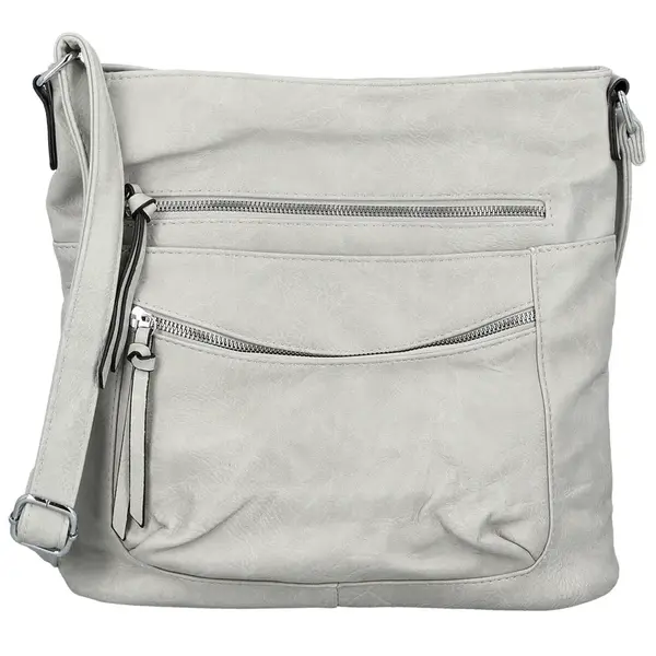 Trendy dámská koženková crossbody kabelka Tizia, světle šedá