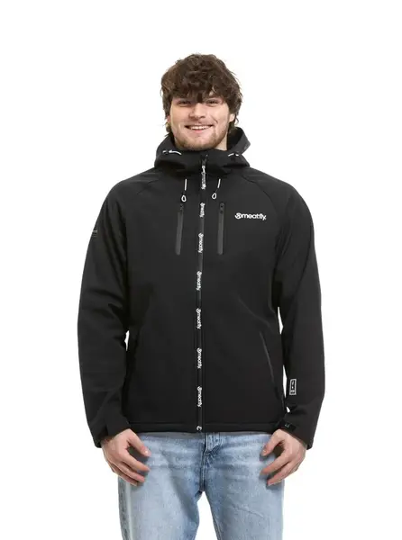 Meatfly pánská softshell bunda Rasmussen Black | Černá | Velikost XXL