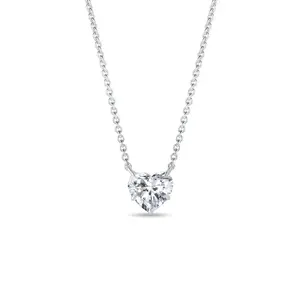 Náhrdelník z bílého zlata s diamantem ve tvaru srdce KLENOTA