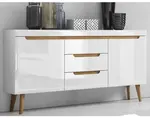 Široká komoda Nordi, dub riviéra/biela lesk%