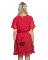 Červené vzorované mini šaty Desigual