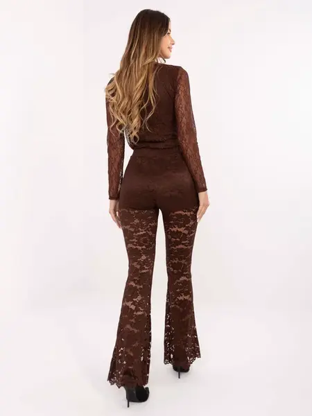 Hnědé krajkové legíny