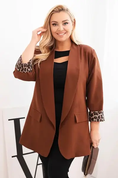 Dámsky plus size sako s leopardím vzorom