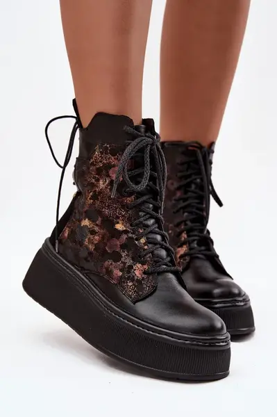 Kožené členkové topánky Maciejka na platforme